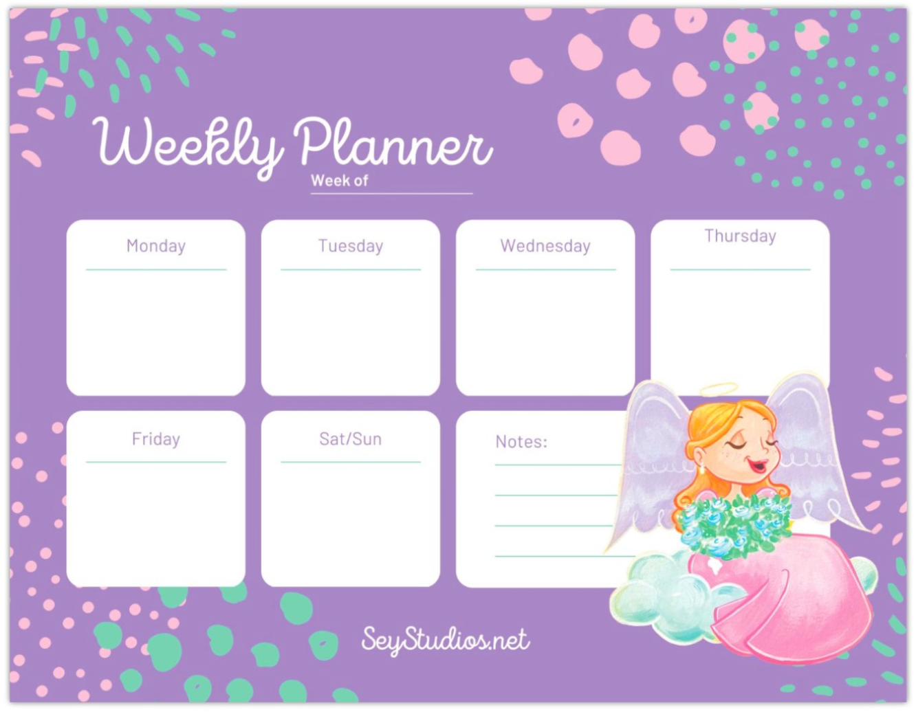 "Angel Morning Glory" Weekly Planner Pad