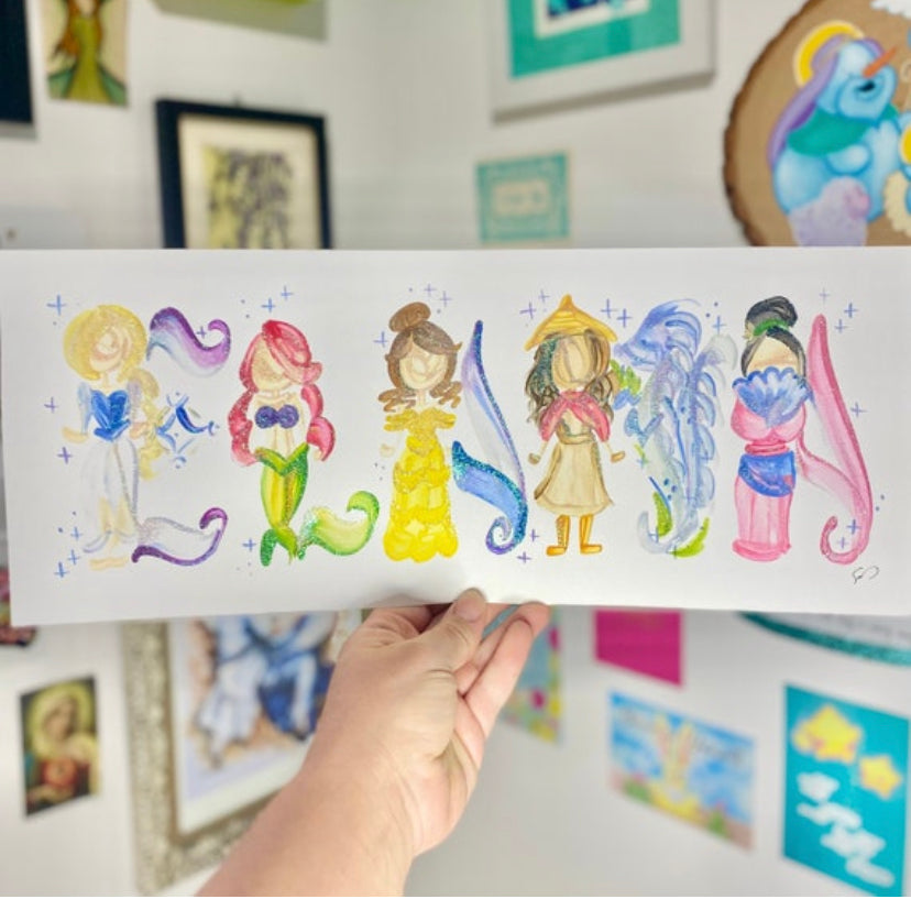 Personalized Character Name Paintings (custom, made to order, one-of-a-kind gift)