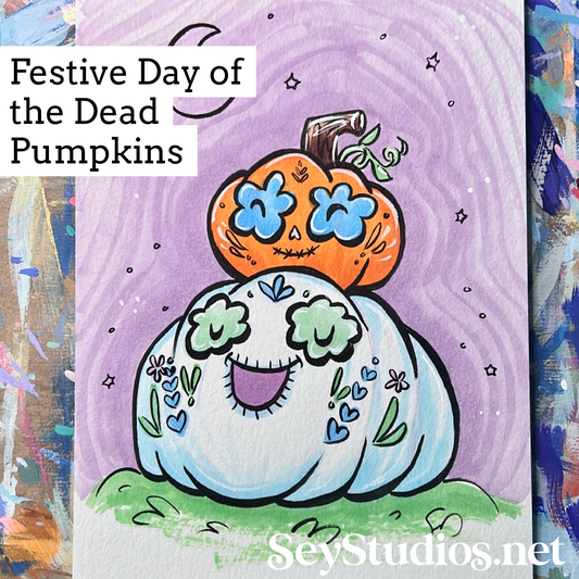 Original - “Festive Day of the Dead Pumpkins” Sketch