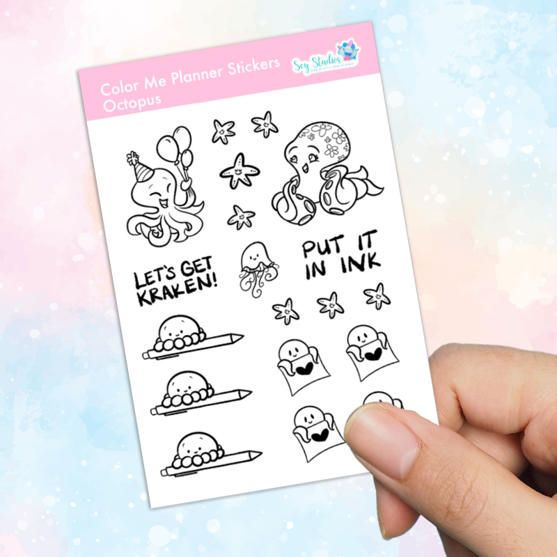 Color Me Planner Stickers - Octopus