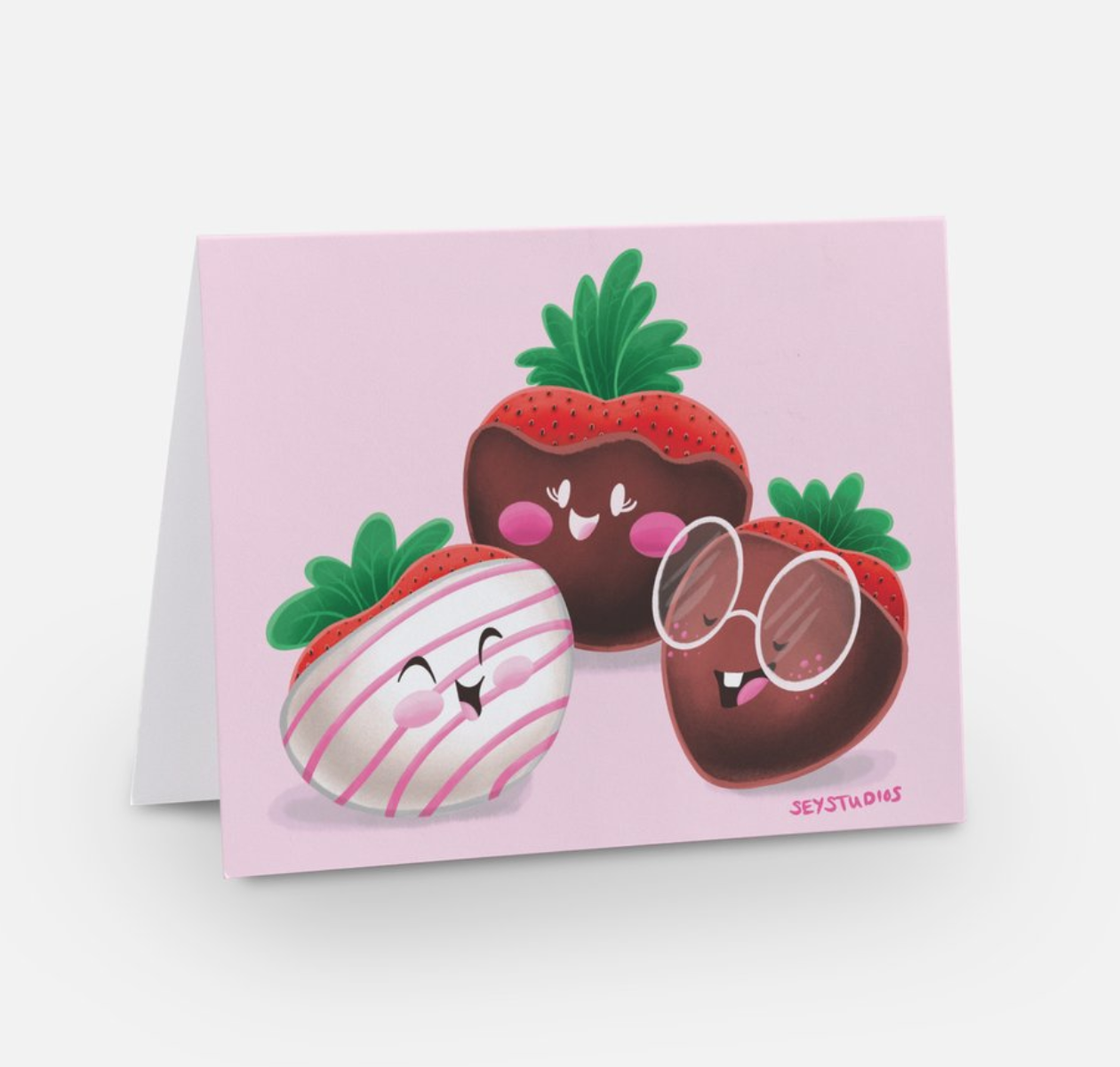 "Chocolate Strawberry Friends" Greeting Card