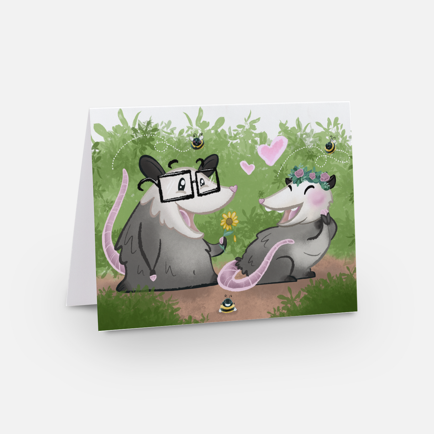 "Ollie & Olivia Opossum"  Greeting Card