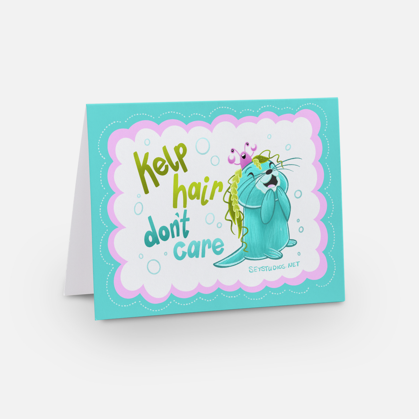 "Kelp Hair, Don't Care Otter" Greeting Card