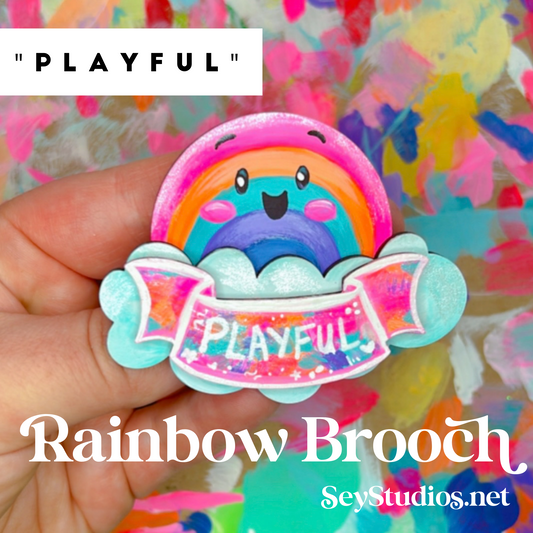 Brooch - "Playful the Custom Rainbow Brooch"