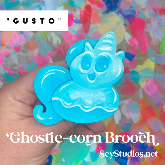 Brooch - "Gusto the Ghostie-corn Brooch"