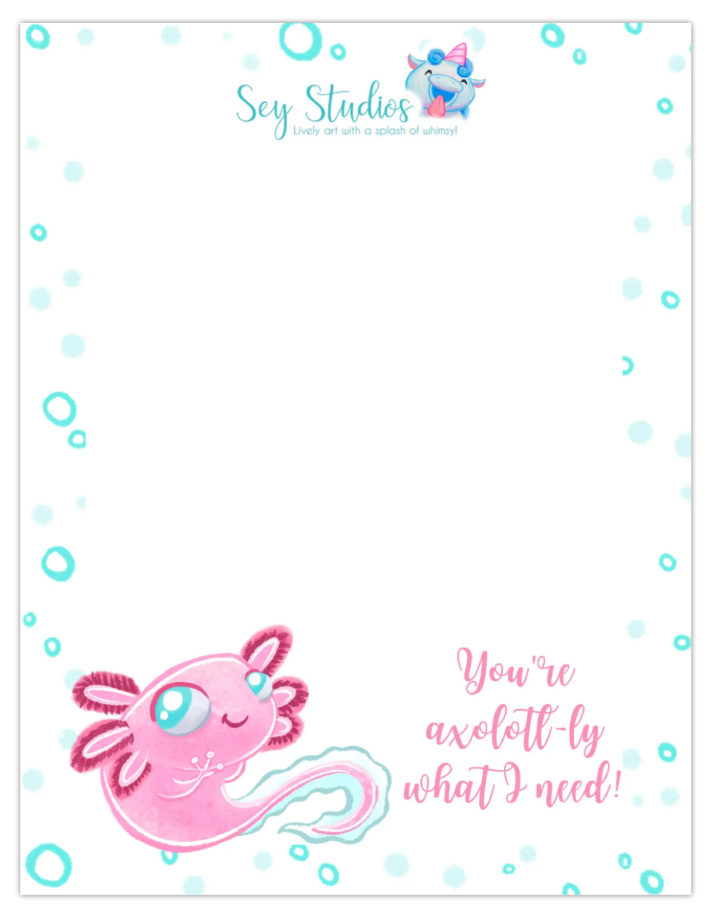 "Axolotl-ly What I Need" Notepad