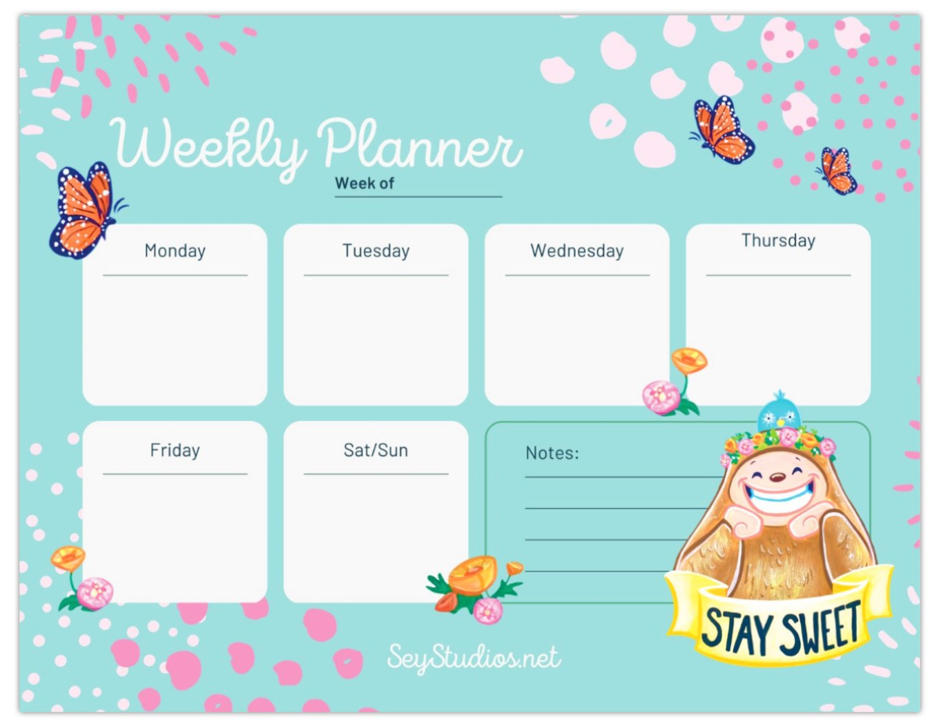 "Stay Sweet Sasquatch" Weekly Planner Pad