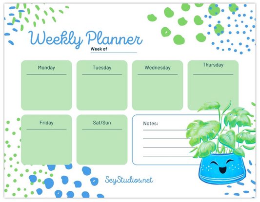 "Monty the Monstera Plant" Weekly Planner Pad