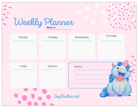 "Sprinkles the Unicorn" Weekly Planner Pad