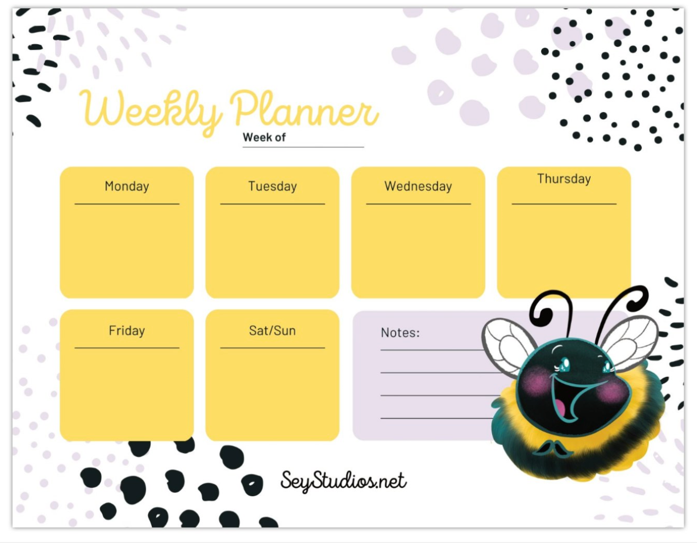 "Betsy the Bee" Weekly Planner Pad