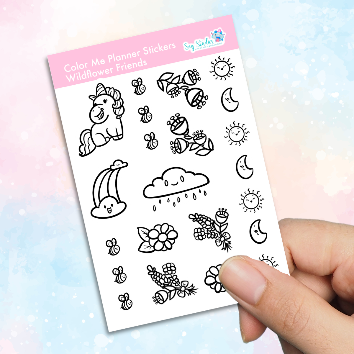 Color Me Planner Stickers - Wildflower Friends