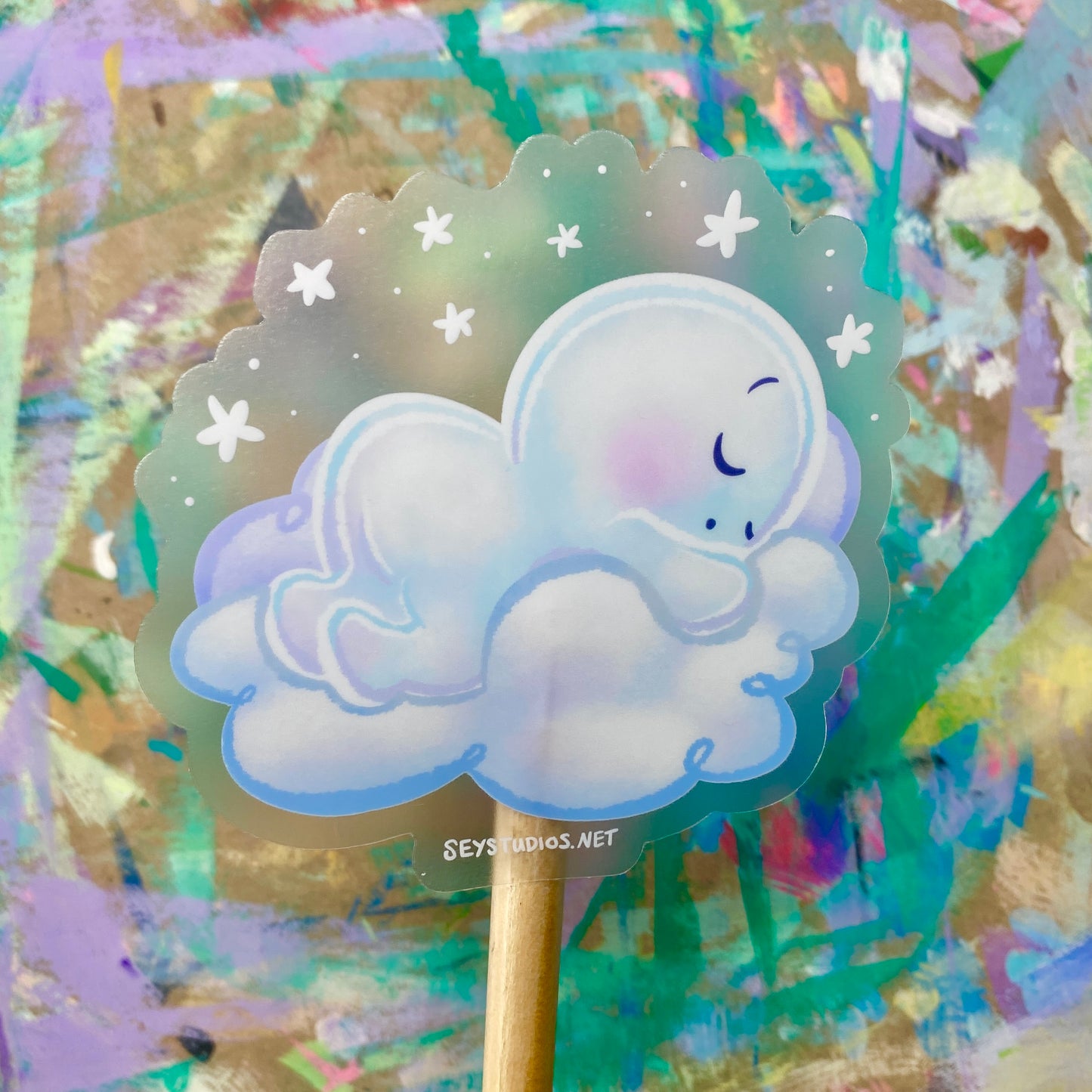 "Sleepy Cloud Puff" Clear Sticker