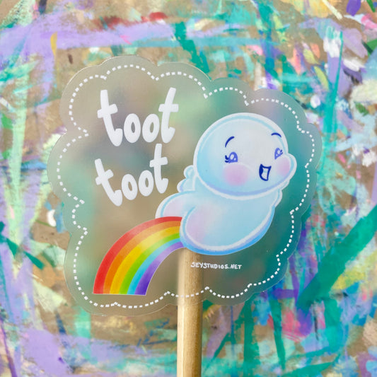 "Toot Toot Cloud Puff" Clear Sticker
