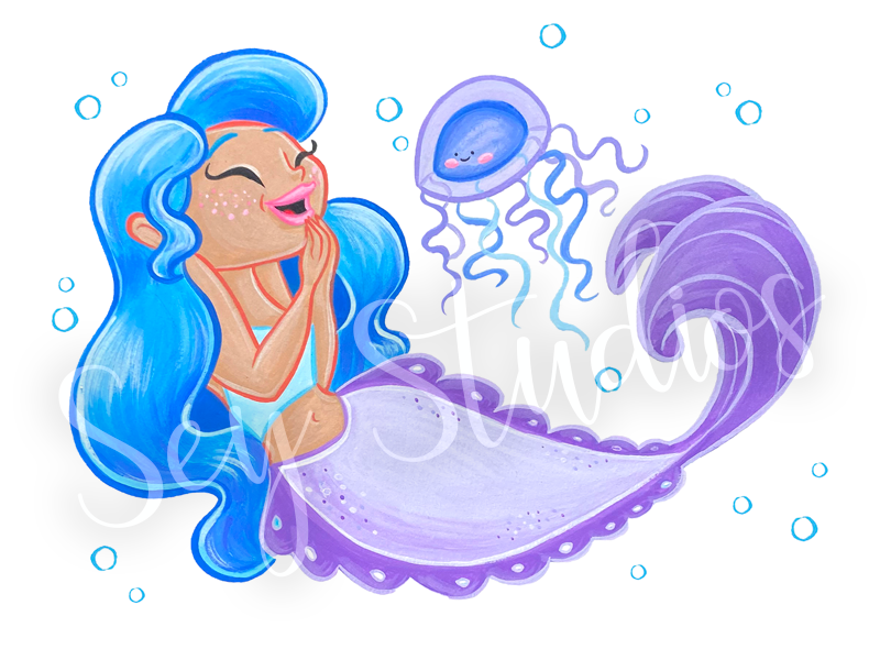 "Miranda the Mermaid and Moonjelly Friend" Design