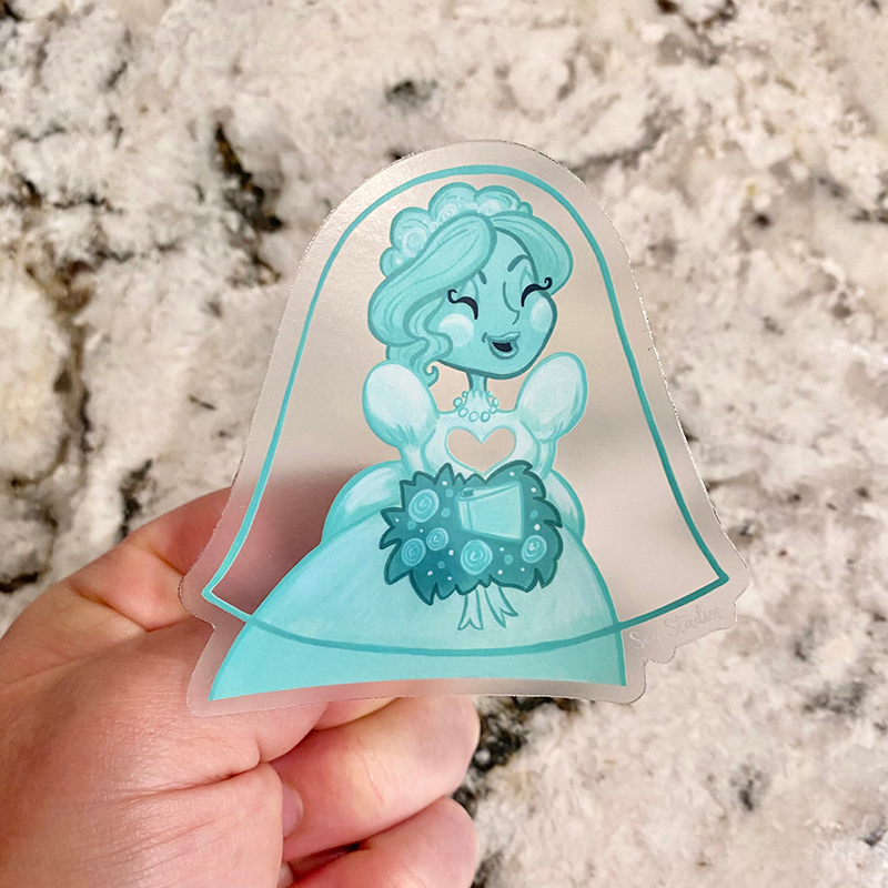 "Haunted Ghost Bride with Heart" Sticker