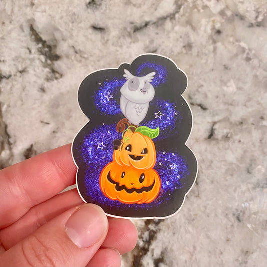 "Spoopy Owl Pumpkin Stack" Sticker