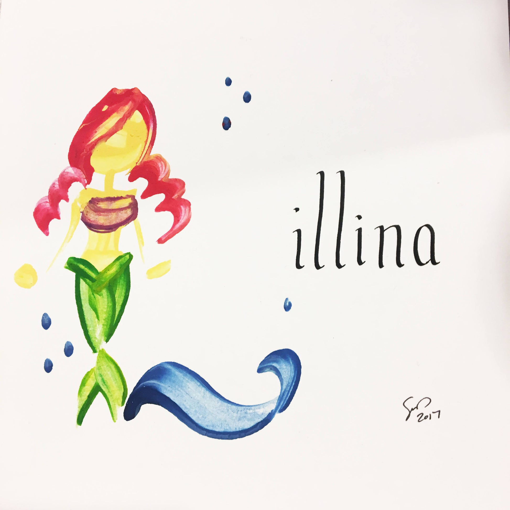 Single painted character of The Little Mermaid featuring the name "Lillina"