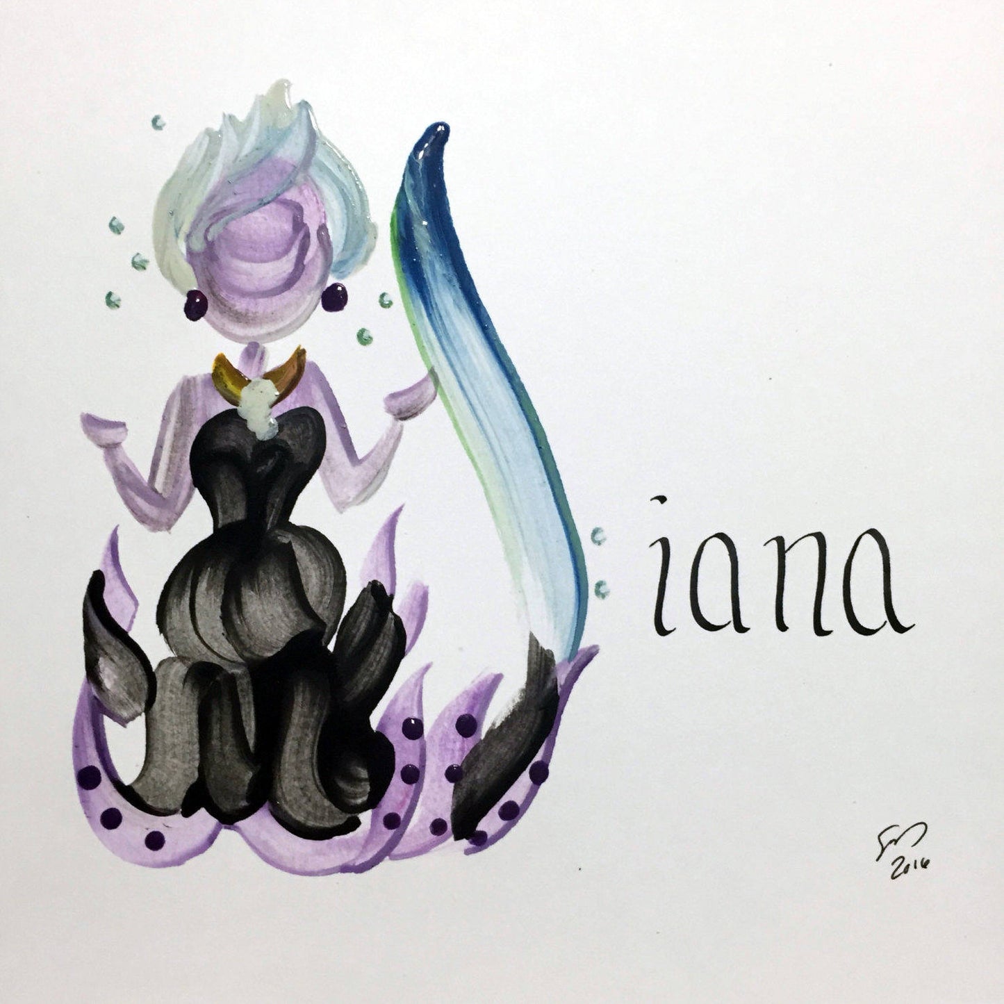 Single painted character of a sea witch with the name "Diana"