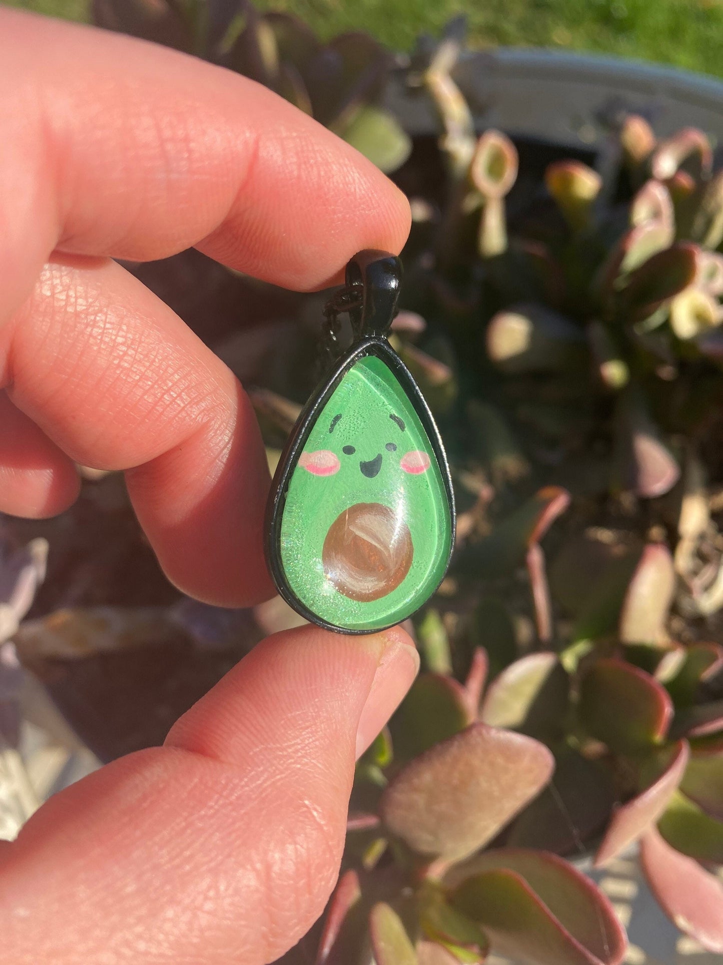 "Happy Avocado" Hand Painted Pendant Necklace