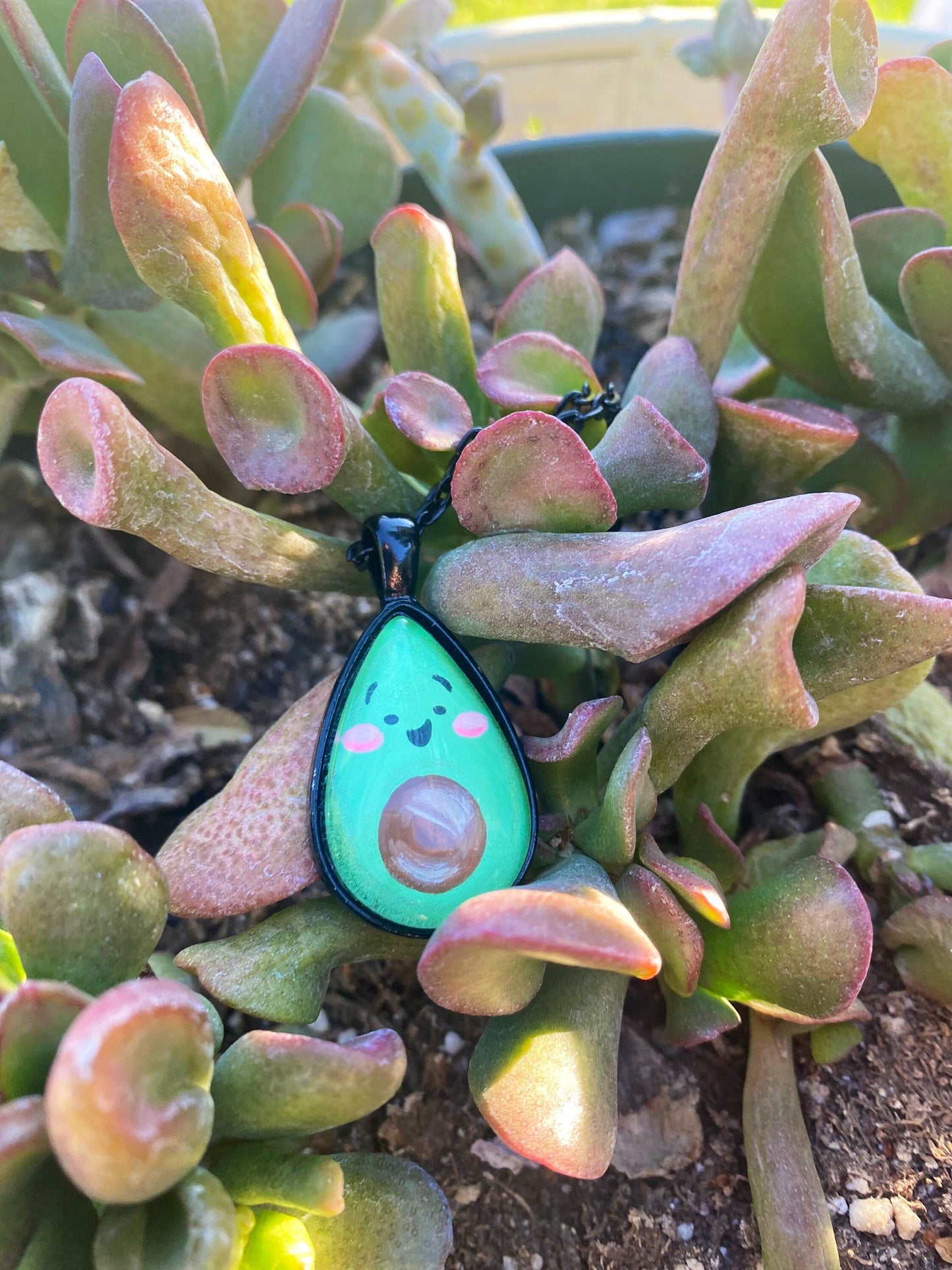 "Happy Avocado" Hand Painted Pendant Necklace