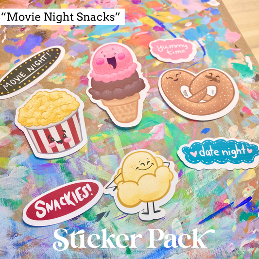 “Movie Night Snacks" Sticker Pack