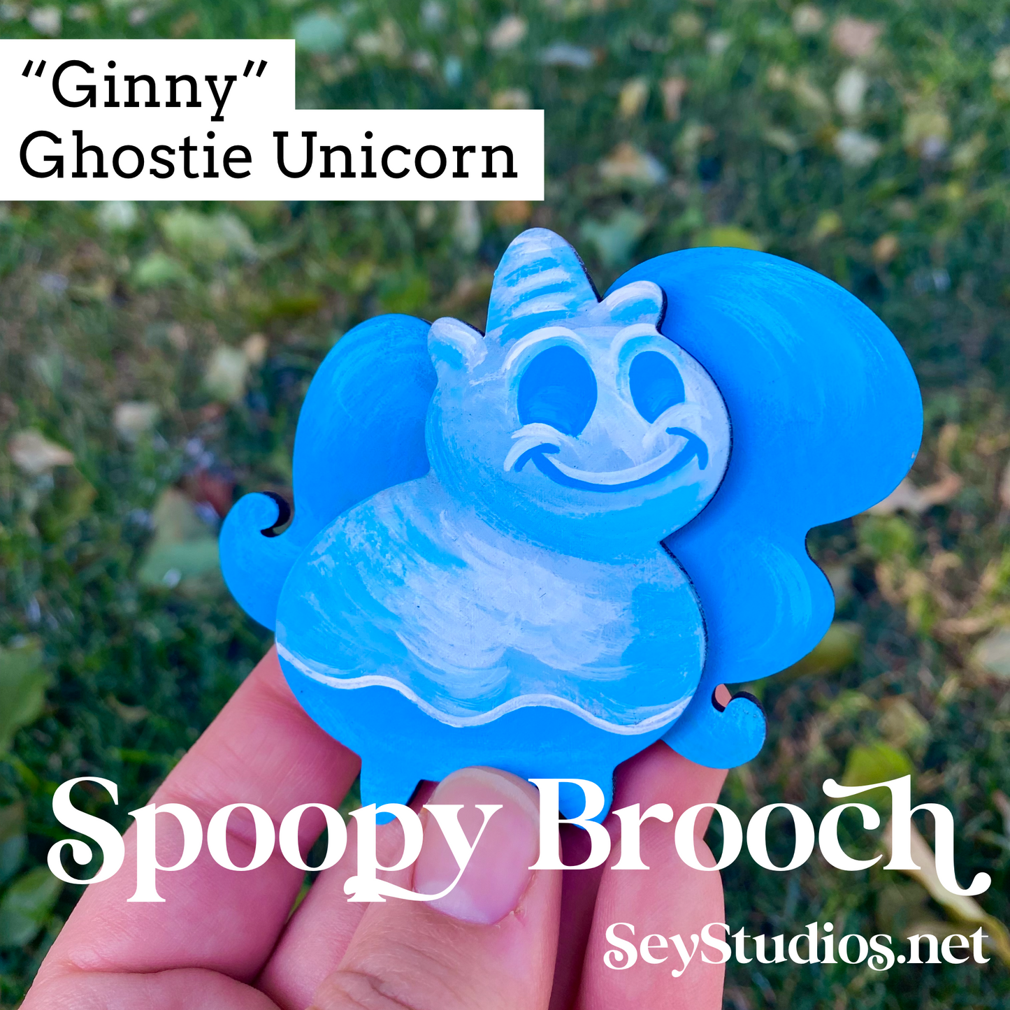 Original - “Ginny, Ghost Unicorn” Spoopy Brooch