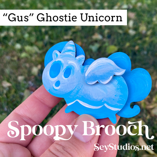 Original - “Gus, Ghost Unicorn” Spoopy Brooch
