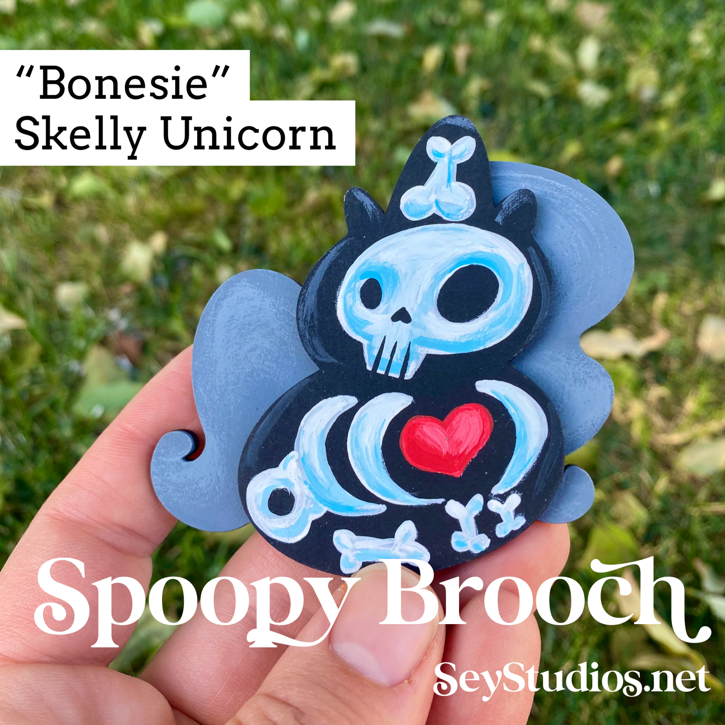 Original - “Bonesie, Skelly Unicorn” Spoopy Brooch